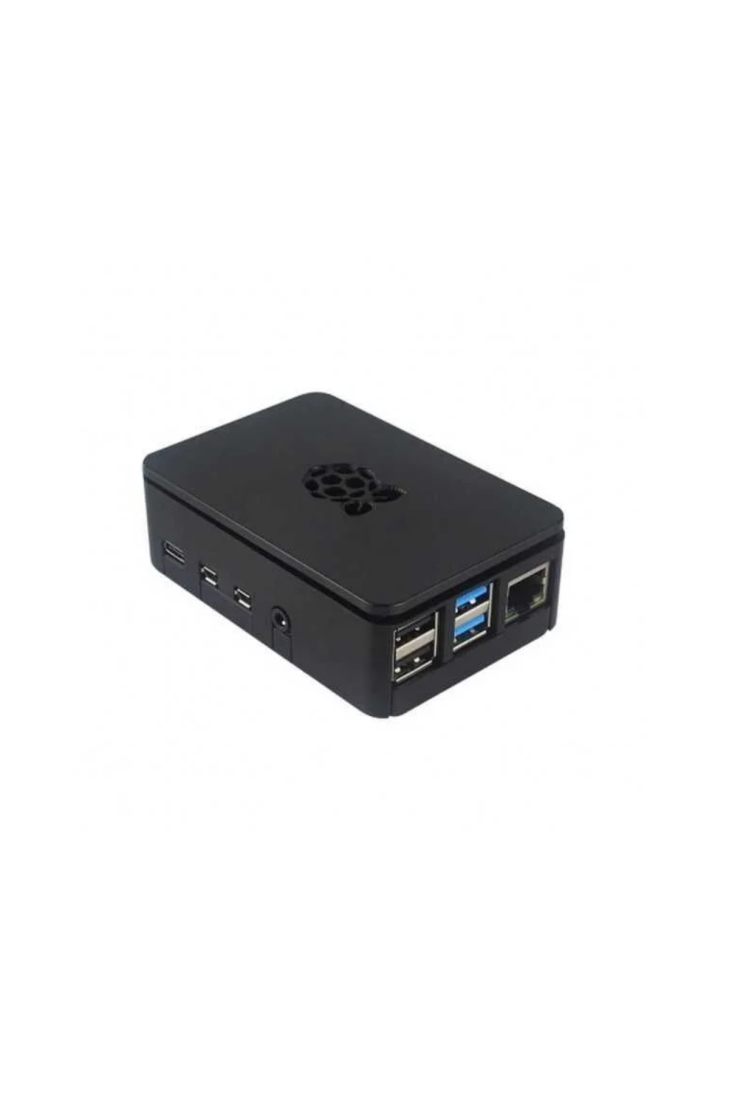 Raspberry Pi 4 Plastik Muhafaza Kutusu - Siyah (Raspberry Pi Logolu)